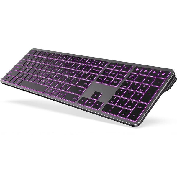 Backlit Gamer Keyboard Bluetooth Multiple Devices Full Size Rechargeable Wireless Keyboard