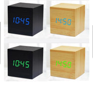 Mini Cube LED Wooden Alarm Clock Marginseye.com