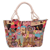 Fashion Folding Women Big Size Handbag Tote Ladies Casual Flower Printing Canvas Graffiti Shoulder Bag