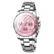 pink Luxury Women Quartz Watch Chronograph Calendar Watches Fashion Ladies Dress Bracelet 